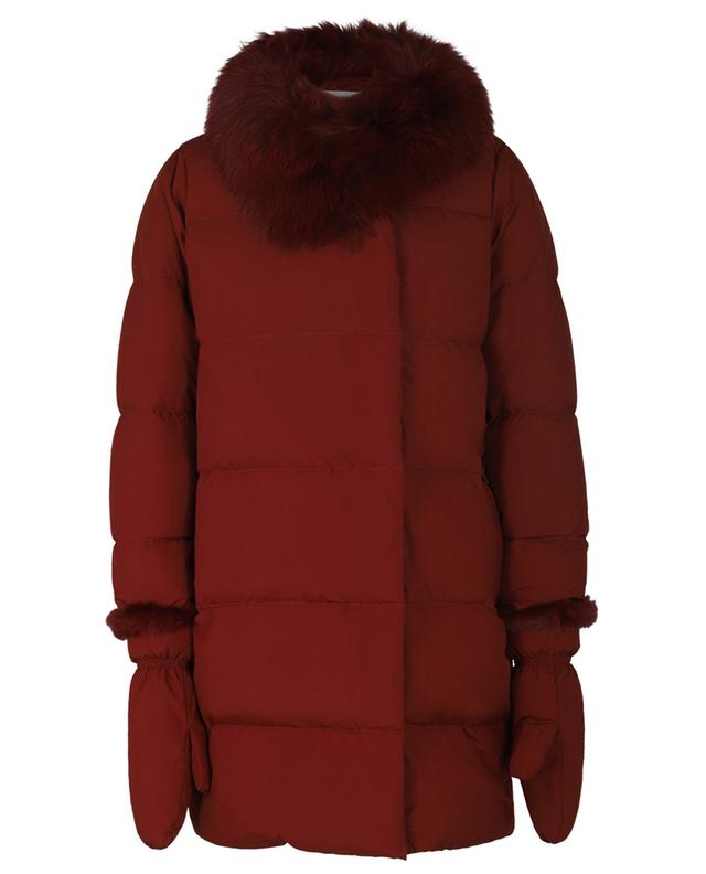 Fur trimmed down jacket and mittens YVES SALOMON