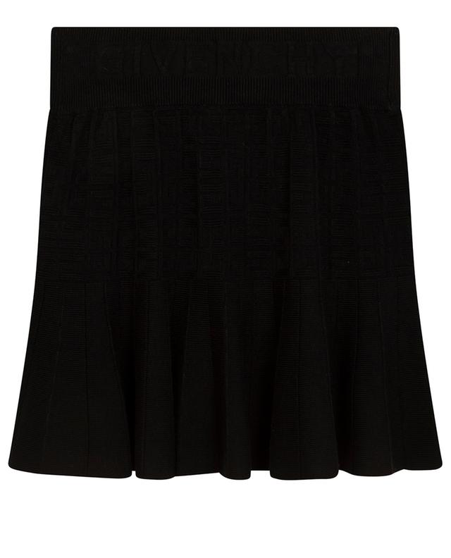 Jacquard monogram adorned girl&#039;s short knit skirt GIVENCHY