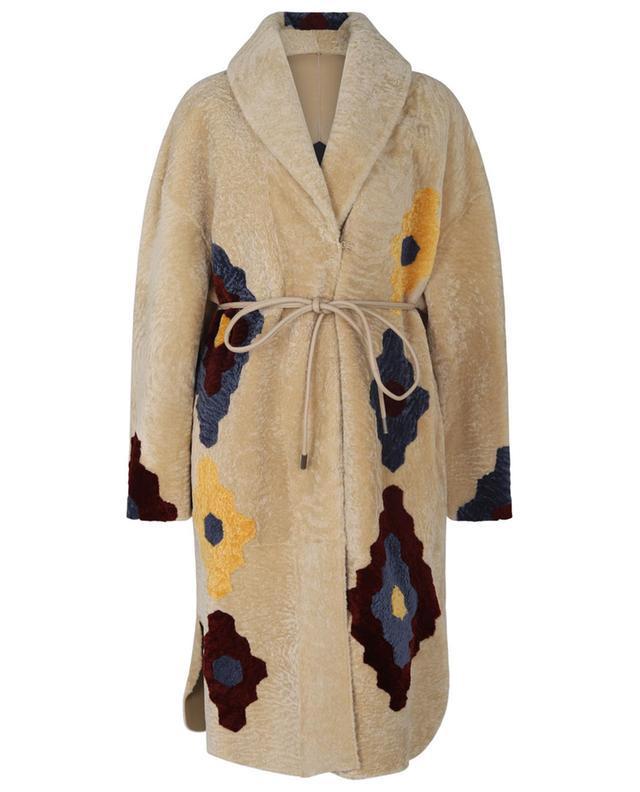 Manteau réversible à motifs en peau lainée Deli Long NOVE LEDER