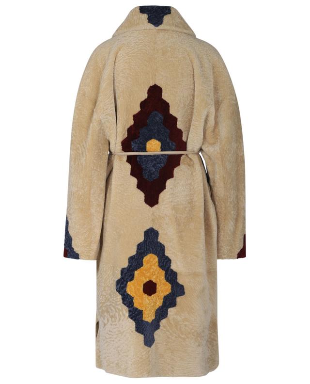 Long reversible NOVE coat Deli - shearling with Grieder LEDER patterns Bongenie