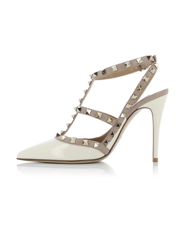 Rockstud 100 patent leather and smooth leather strappy pumps VALENTINO