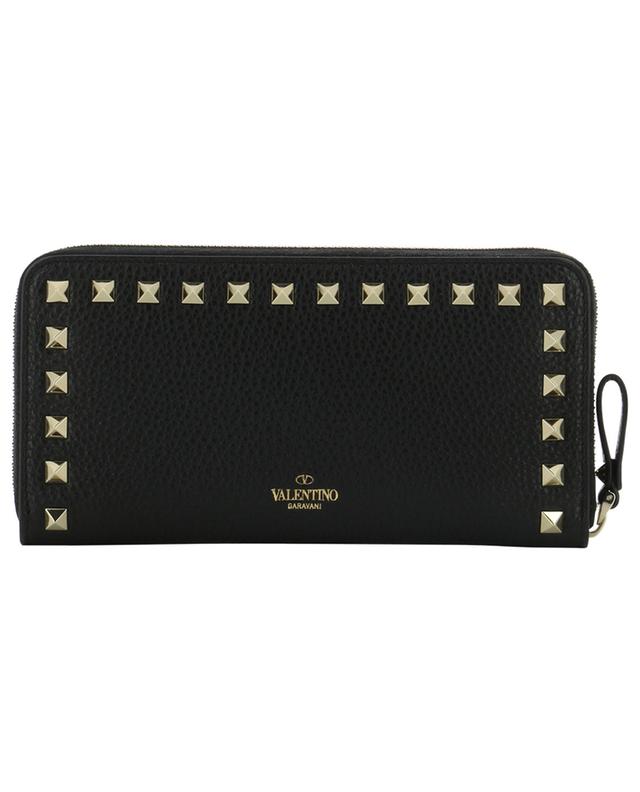 Lange Brieftasche mit Reissverschluss aus genarbtem Leder Rockstud VALENTINO