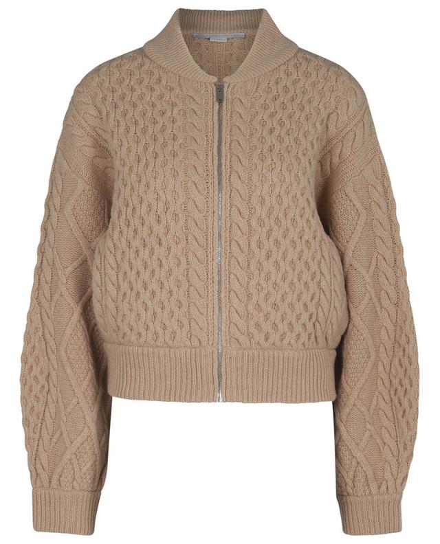 Boxy zip-up cable knit cardigan in virgin wool STELLA MCCARTNEY