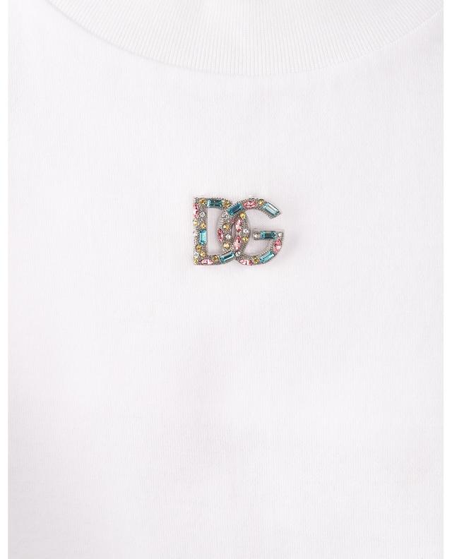 Tailliertes T-Shirt mit kurzen Ärmeln und Kristall-DG DOLCE &amp; GABBANA