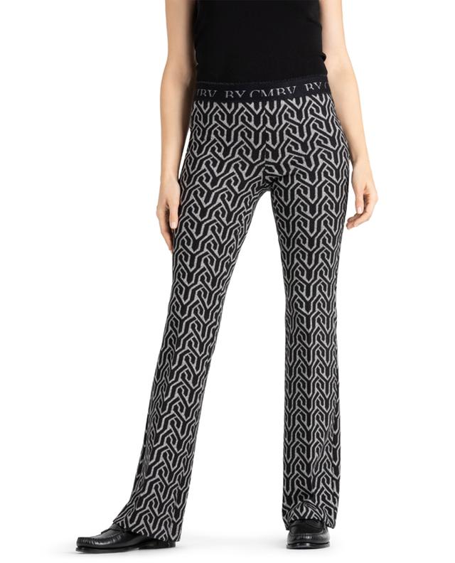 Flower slim fit cable knit pattern jacquard trousers CAMBIO