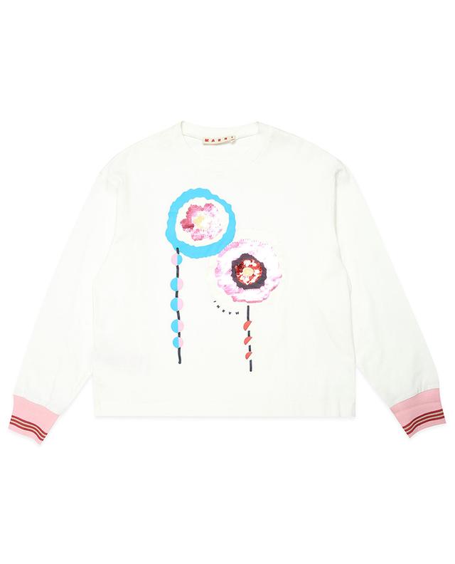 Sequin Flowers girl&#039;s embroidered jersey top MARNI