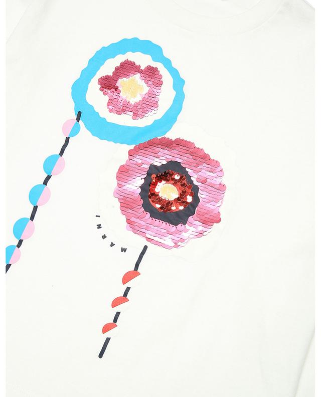 Mädchen-Top aus Jersey mit Stickerei Sequin Flowers MARNI