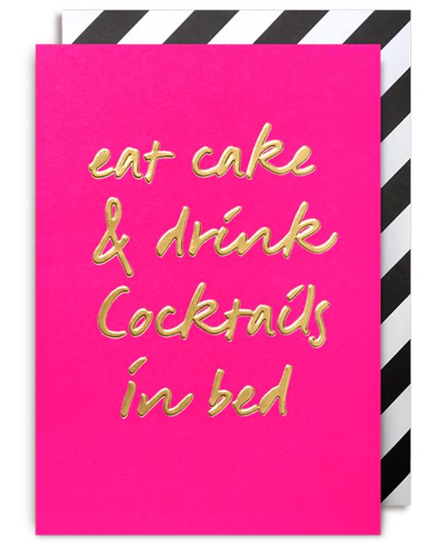 Carte de voeux Postco eat cake &amp; dring Cocktails in bed LAGOM DESIGN