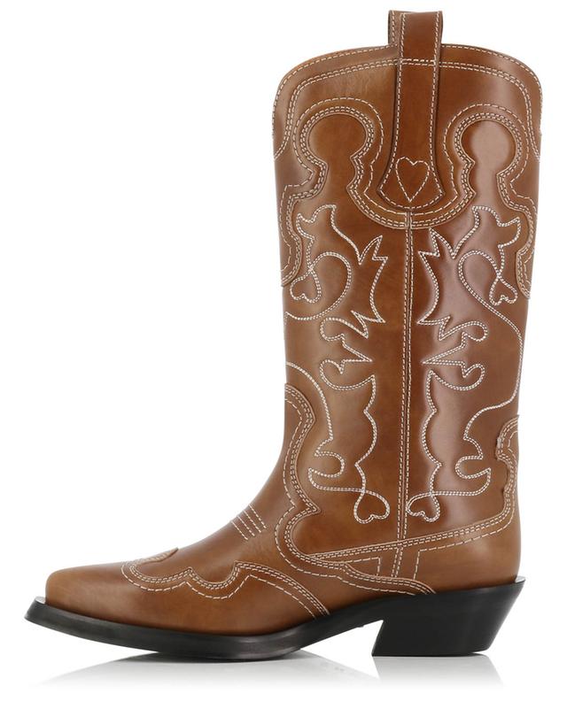 Western embroidered leather ankle boots GANNI