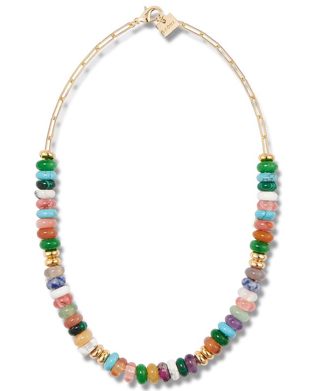 Halskette aus Halbedelsteinperlen Oasis Rainbow - 46 cm SAONA