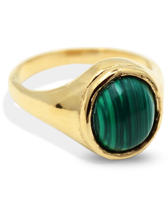 Juliette gold plated malachite adorned ring BY ALONA