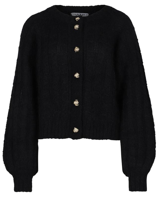 Mohair boxy cable knit cardigan GANNI