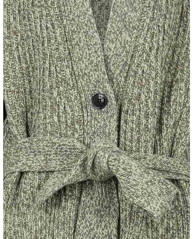 Melierter Rippstrick-Cardigan mit V-Ausschnitt und Gürtel GANNI