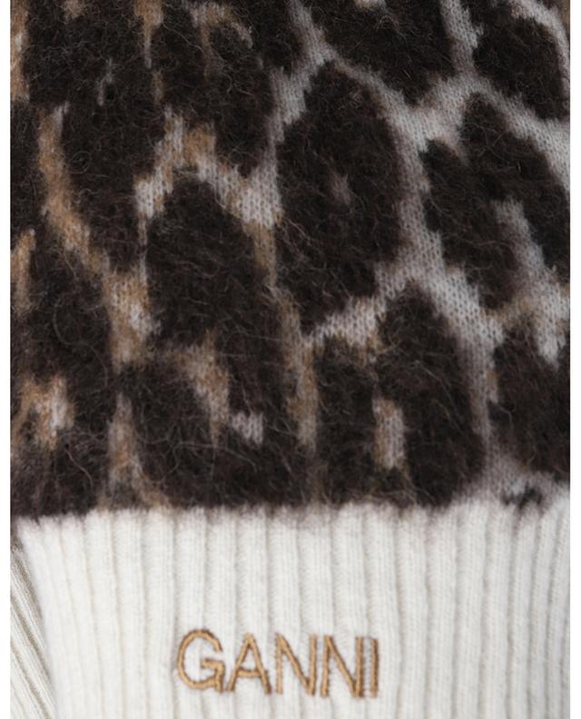 Leopard patterned fluffy jacquard jumper GANNI