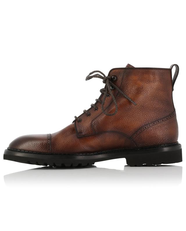 Lined grained leather lace-up ankle boots BARRETT