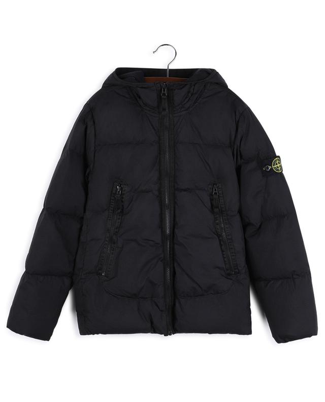 40433 Garment dyed Crinkle REPS boy&#039;s hooded puffer jacket STONE ISLAND JUNIOR