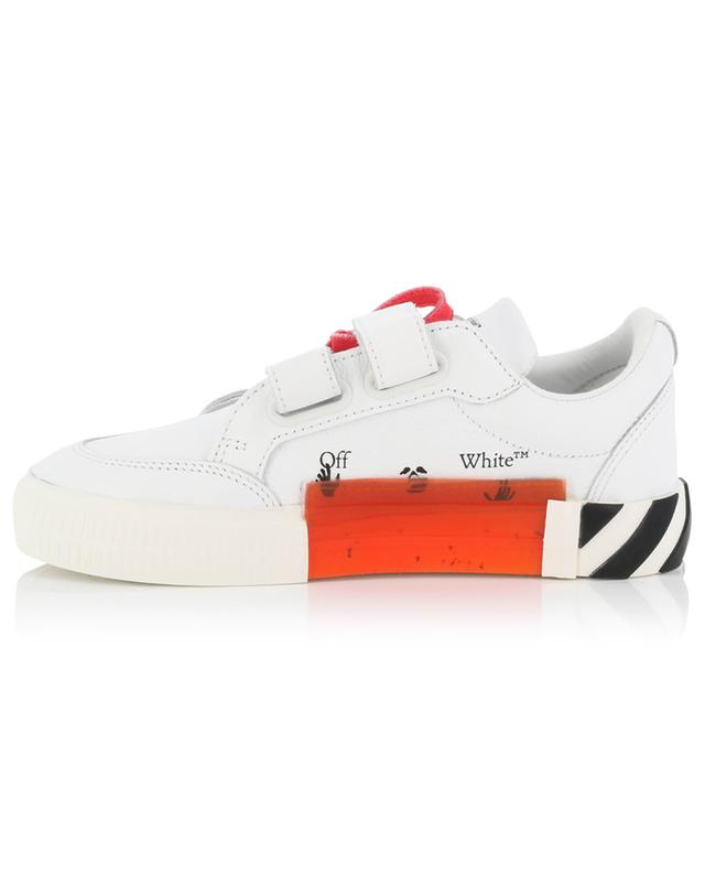 Velcro Vulcanized grained leather boy&#039;s low-top sneakers OFF WHITE