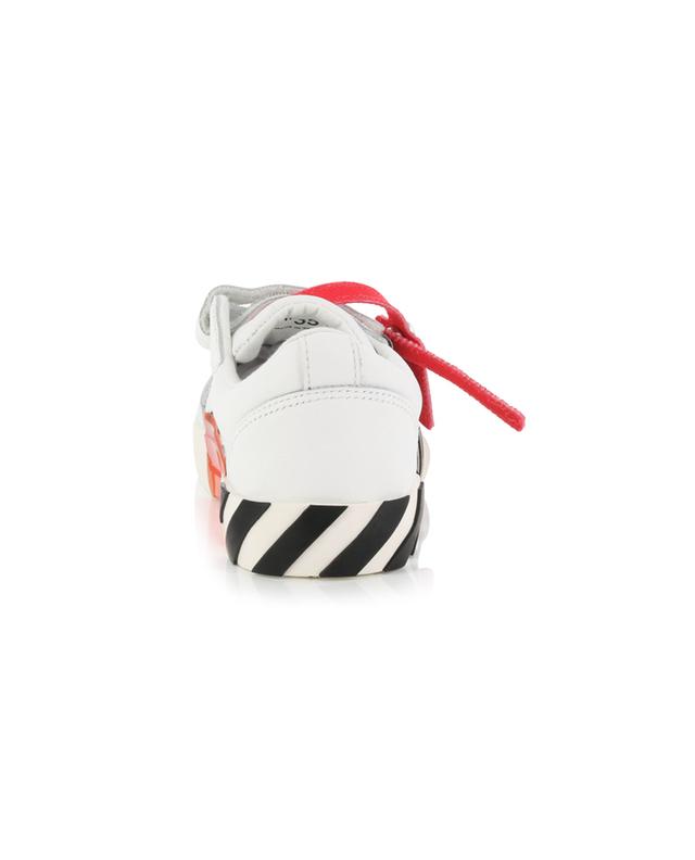 Velcro Vulcanized grained leather boy&#039;s low-top sneakers OFF WHITE