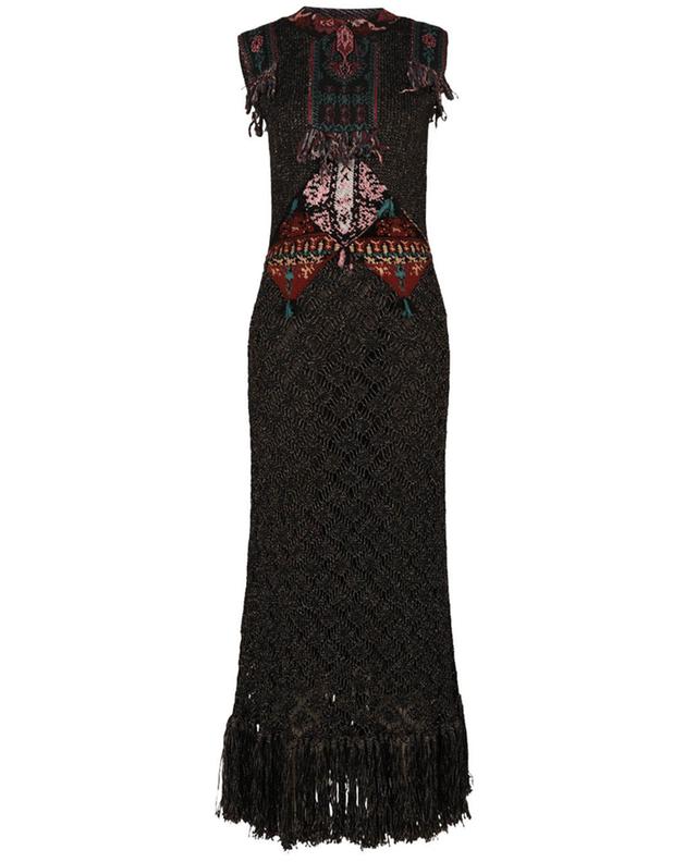 Patch and lurex adorned long knit dress ETRO