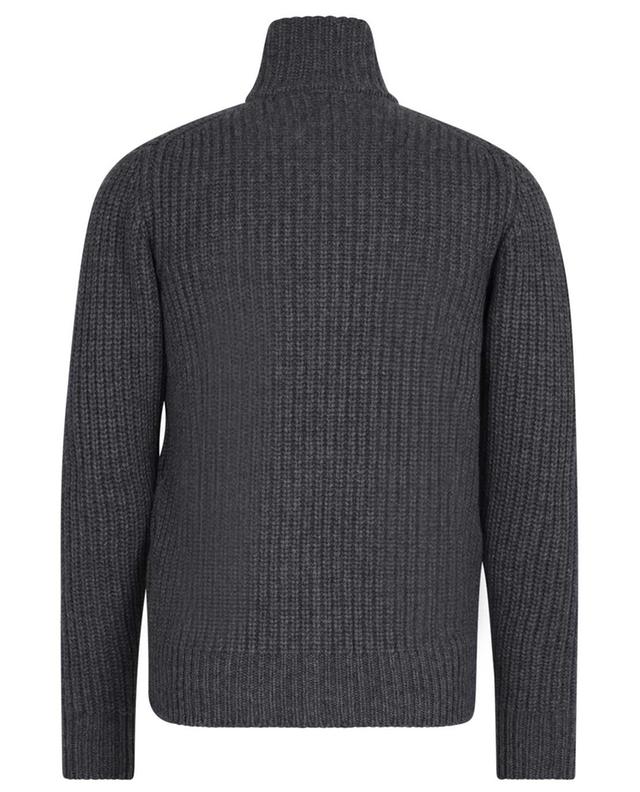 Rib knit cashmere zip-up cardigan with stand-up collar GRAN SASSO