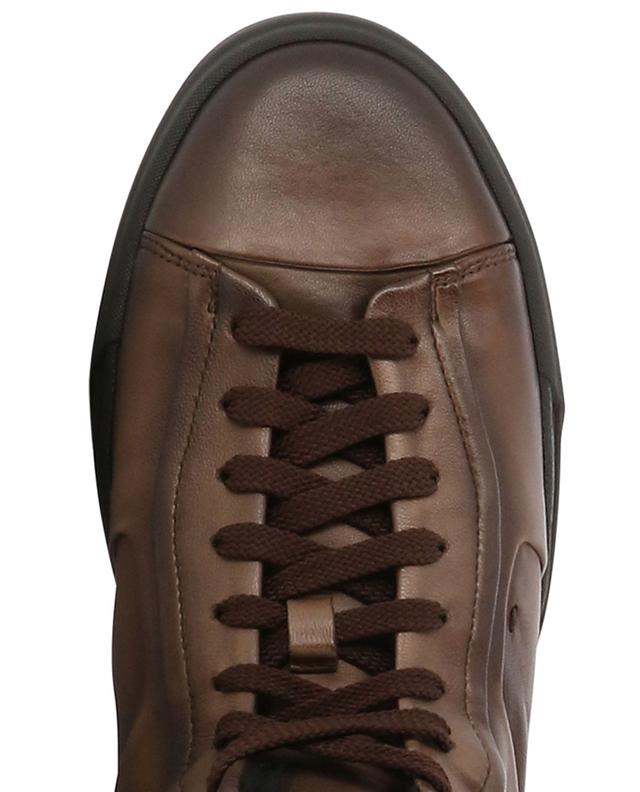 Fur-lined high-top vintage leather sneakers SANTONI