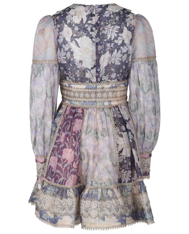Celestial Lace Panelled floral linen and silk mini dress ZIMMERMANN