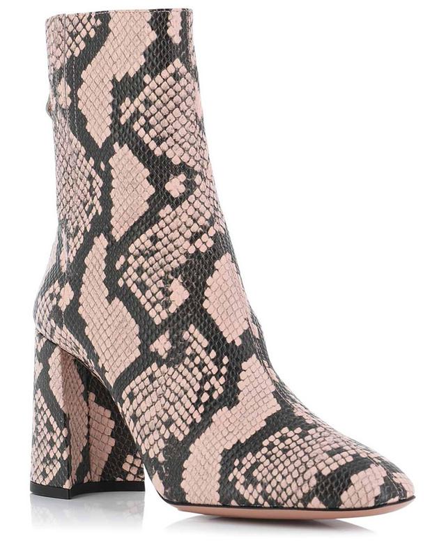Saint Honore python print leather heeled ankle boots AQUAZZURA
