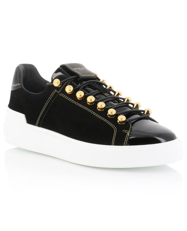B-Court low-top sneakers in patent leather and suede BALMAIN