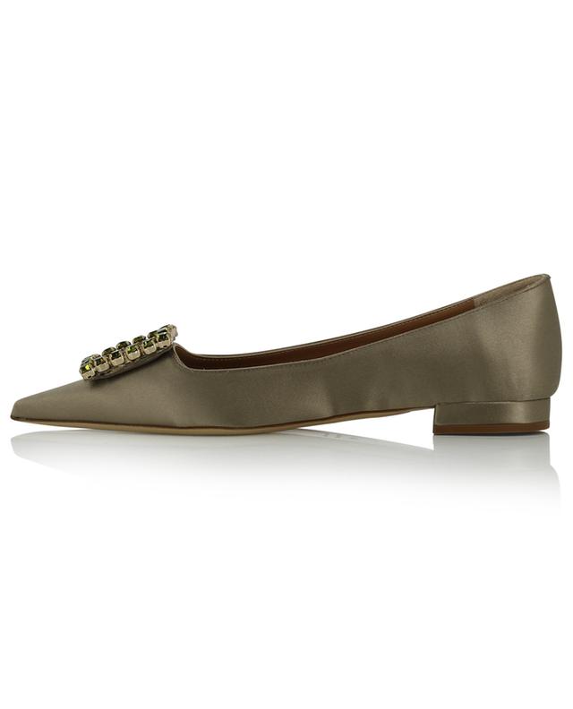 Amaia 15 satin and crystal pointy toe ballet flats BONGENIE GRIEDER