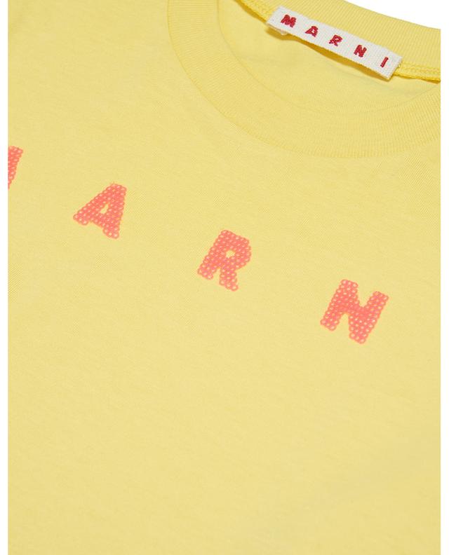 Sequin logo adorned girl&#039;s cropped T-shirt MARNI