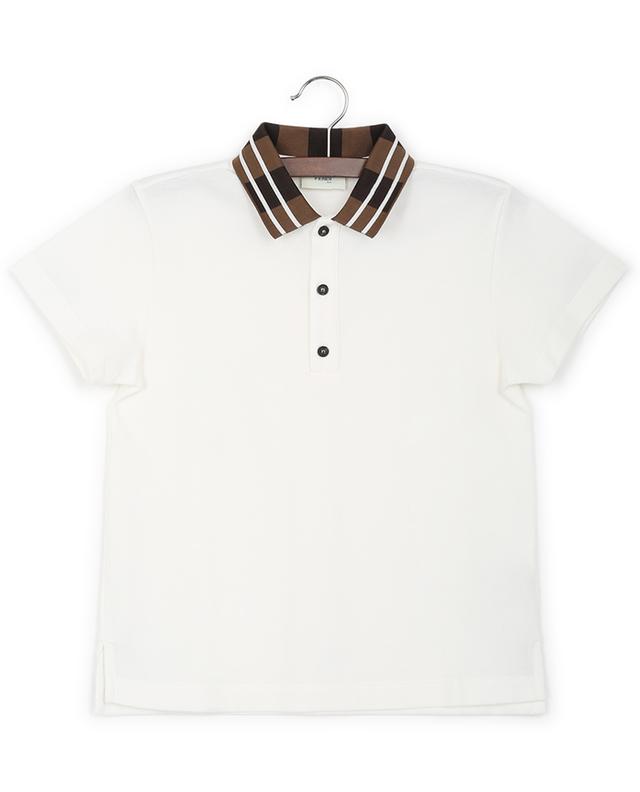 FENDI stripe collar boy&#039;s cotton piqué polo shirt FENDI