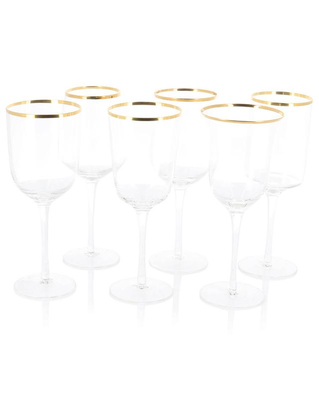 Set aus 6 Weingläsern mit Goldrand Diseguale BITOSSI