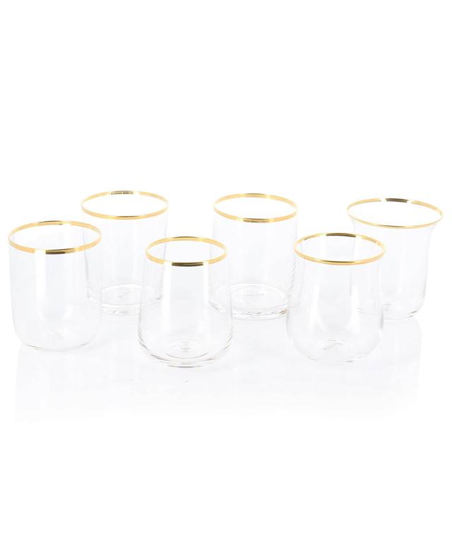 Set de 6 gobelets en verre à bord doré Diseguale BITOSSI