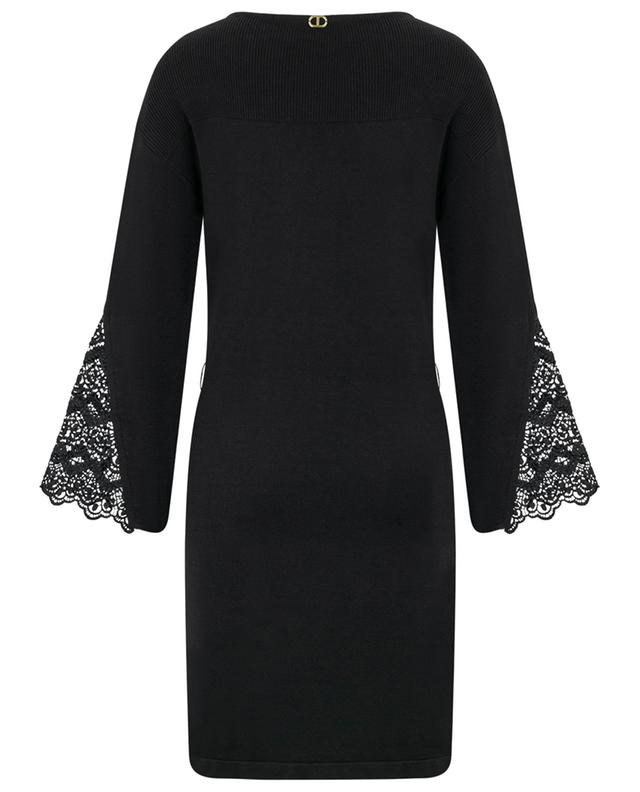 Mini knit dress with flared lace embellished sleeves TWINSET
