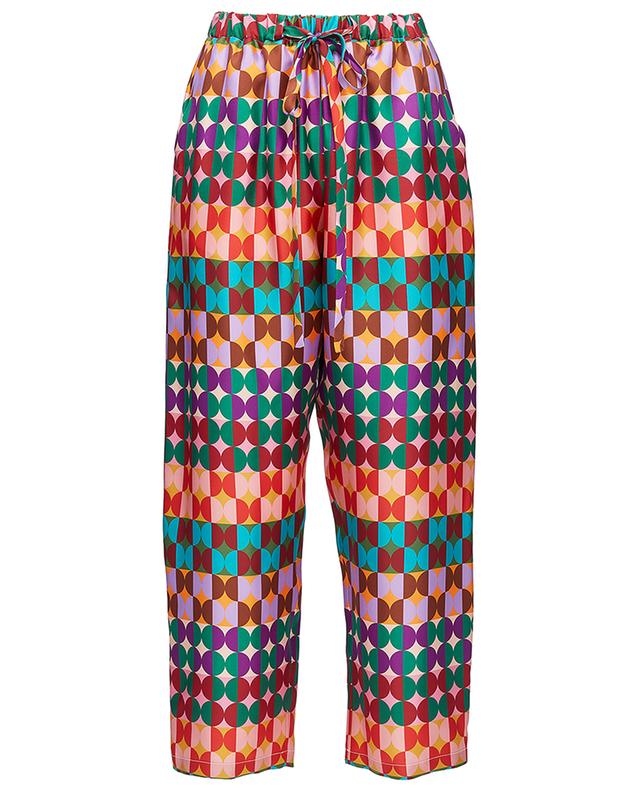 Drawstring Pants Mezzaluna Rainbow wide-leg silk trousers LA DOUBLEJ