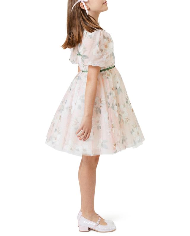Flower printed girl&#039;s puff sleeve dress MONNALISA