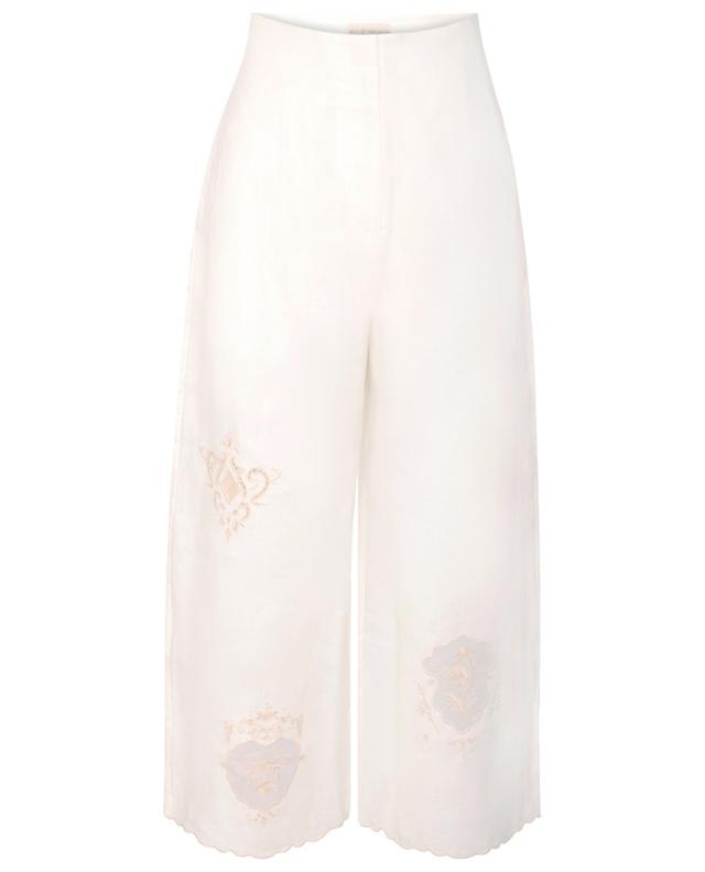 Laurie embroidered linen wide-leg trousers ALEMAIS