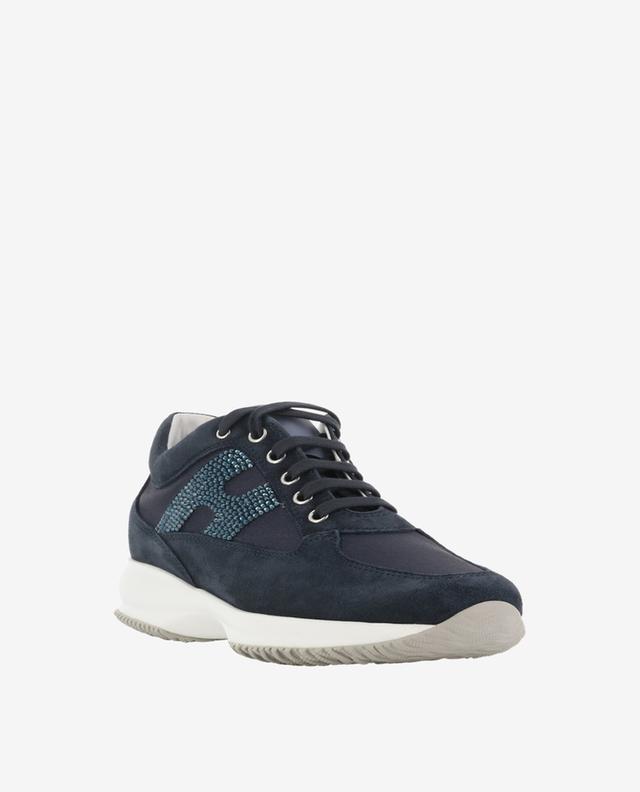 Hogan Interactive H nylon and suede crystal adorned low-top sneakers HOGAN