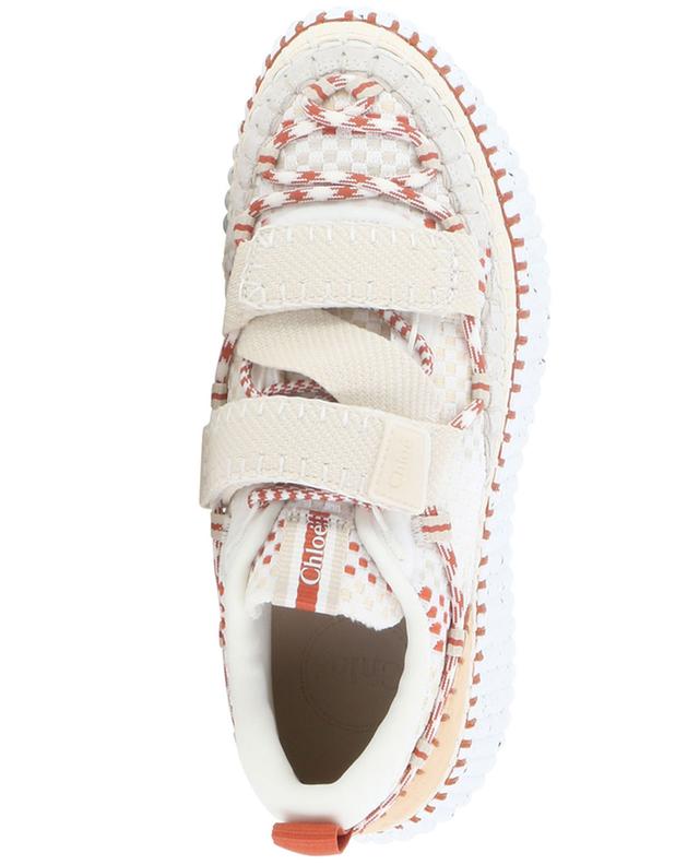 Nama Velcro strap wedge sneakers in fabric and suede CHLOE
