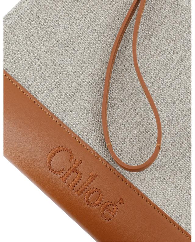 Chloé Sense linen and leather clutch CHLOE