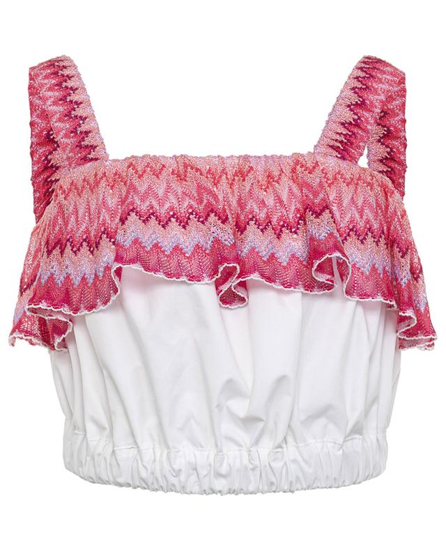 Girl&#039;s cropped strappy top in cotton and knit MISSONI
