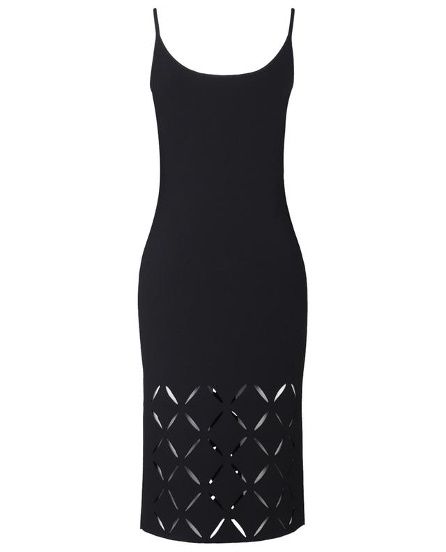 Slashed cut-out adorned midi-length fitted knit dress VERSACE