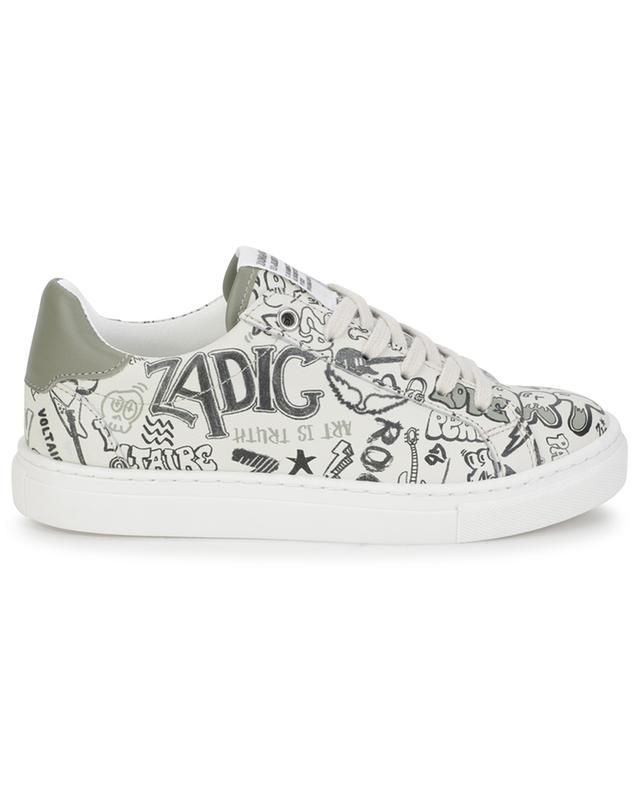Graffiti printed boy&#039;s leather low-top sneakers ZADIG &amp; VOLTAIRE