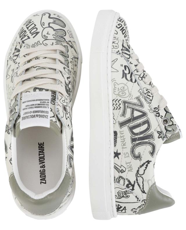 Graffiti printed boy&#039;s leather low-top sneakers ZADIG &amp; VOLTAIRE