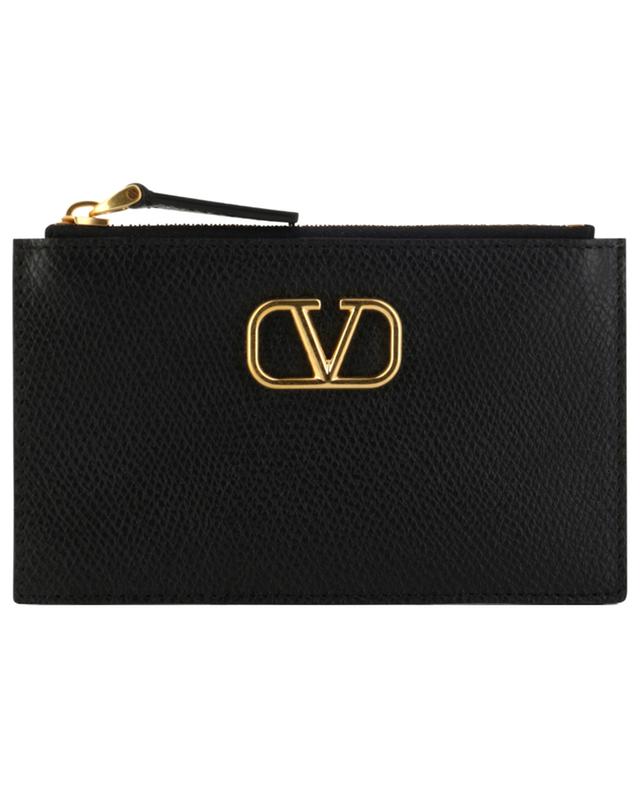 VLogo Signature grained leather zip-up card case VALENTINO GARAVANI