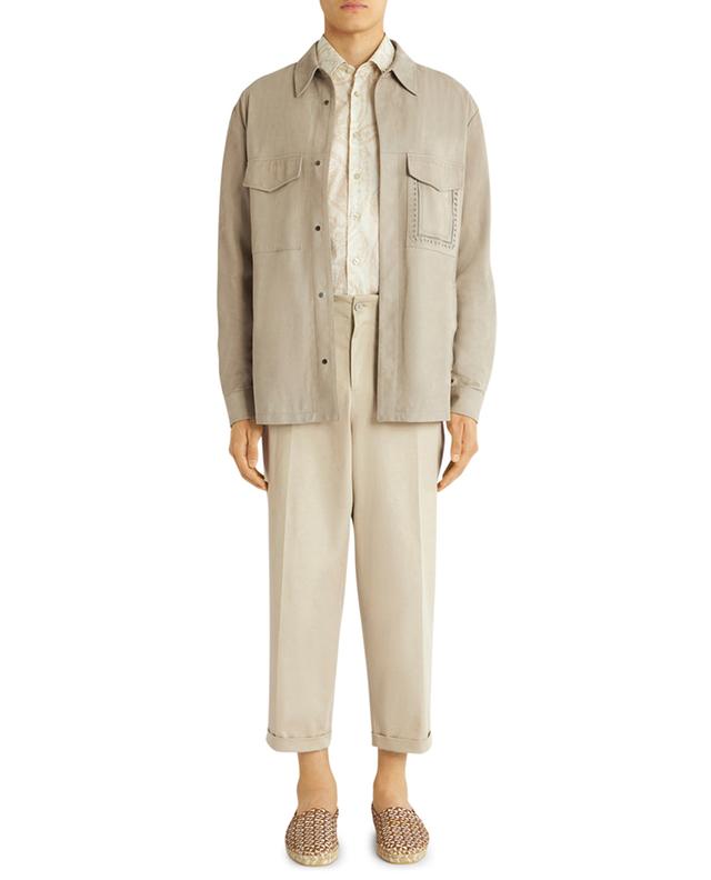Embroidered safari shirt jacket in suede ETRO