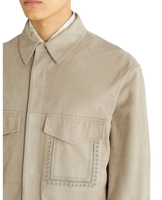 Embroidered safari shirt jacket in suede ETRO