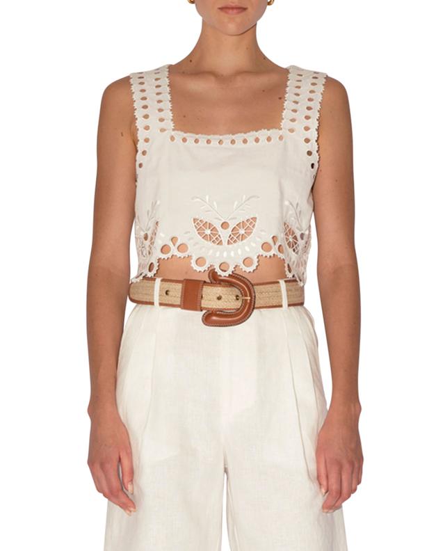 Sunda cropped strappy openwork embroidered top MAGALI PASCAL