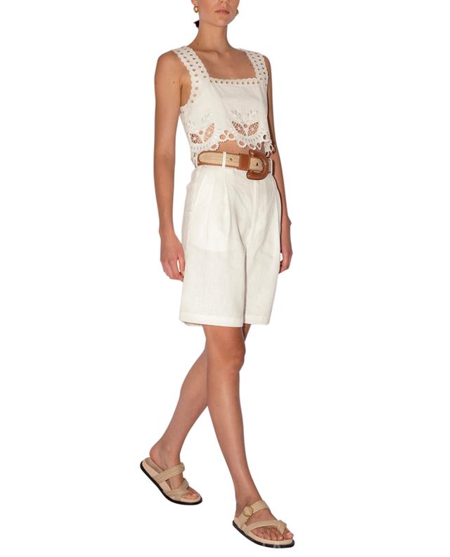 Sunda cropped strappy openwork embroidered top MAGALI PASCAL