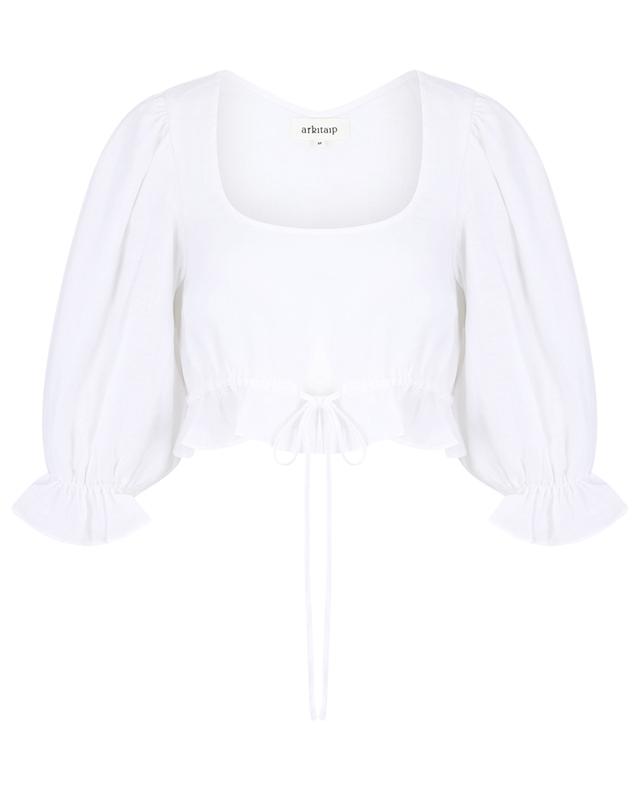Carla cropped linen puff sleeve blouse ARKITAIP